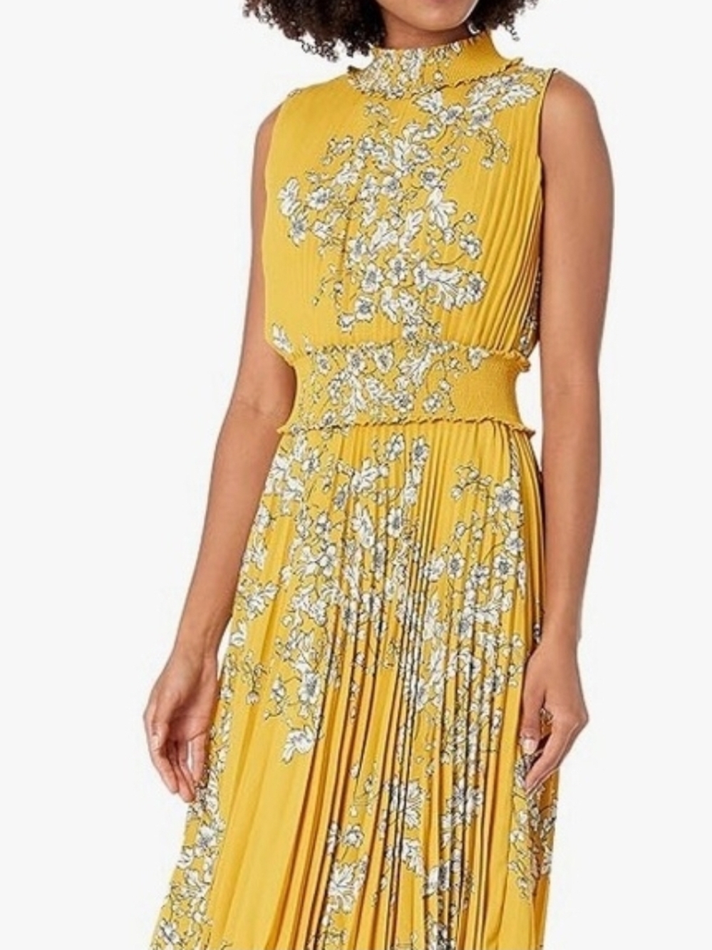 NANETTE LEPORE Women's Size 12 Golden Cypress Floral Chiffon Pleated Maxi Dress